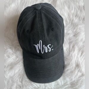 Mrs. Embroidered Baseball Hat Charcoal Gray Just Married Hat